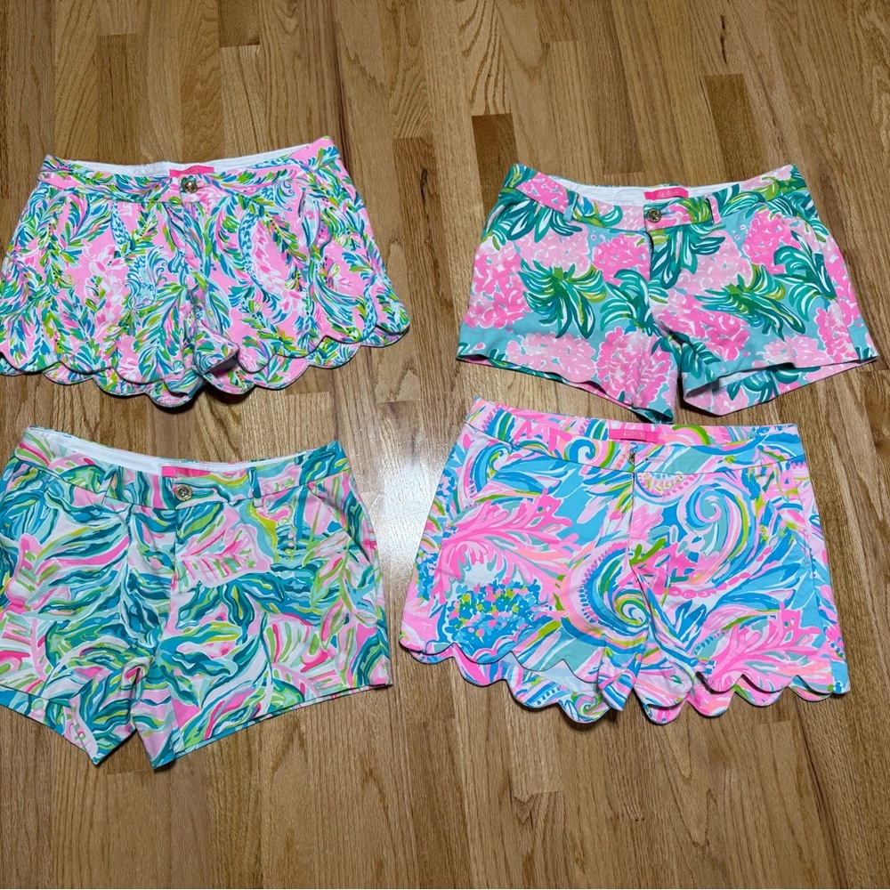 Lilly Pulitzer Pink and Green Bermuda Shorts Vibrant Summer Style